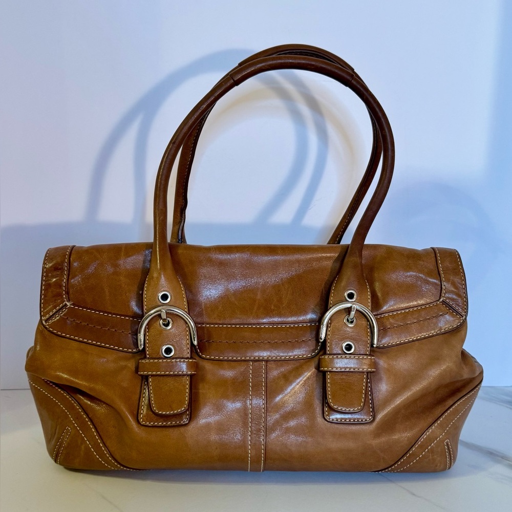AUTHENTIC COACH WOMENS BROWN LEATHER BAG Style 9636